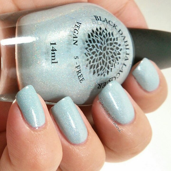 Light Baby Blue Nail Polish With Glitter Shimmer By Black Etsy