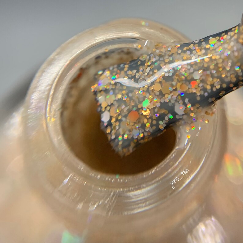 Rose Gold Glitter Nail Polish With Silver & Gold Chunky Etsy