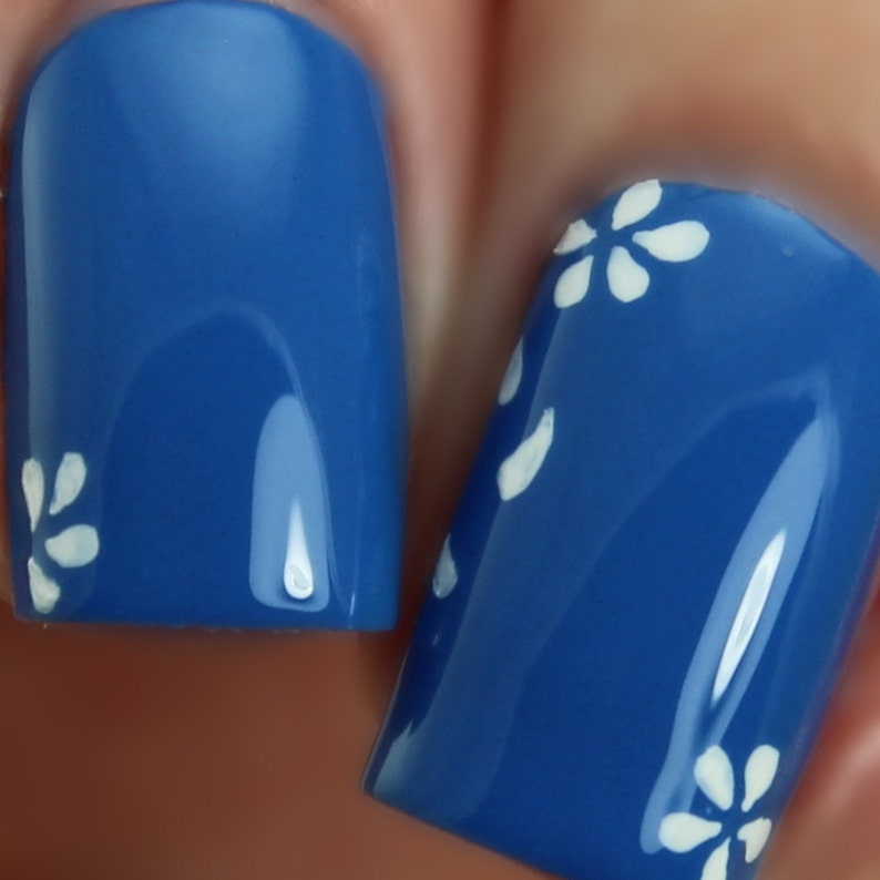Bright Blue Creme Nail Polish Black Dahlia Lacquer Blue Etsy