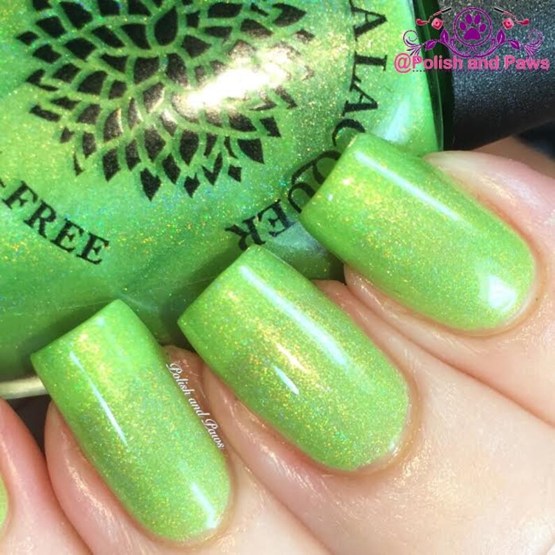 Neon Highlighter Green Jelly Holo Nail Polish Black Dahlia Etsy