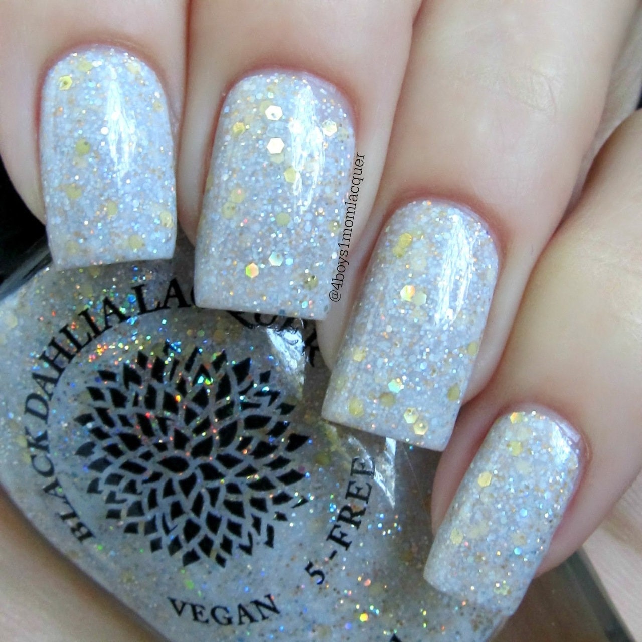 White Cream Crelly Nail Polish With Holo Gold and Silver - Etsy White Cream Crelly Nail Polish With Holo Gold and Silver - Etsy