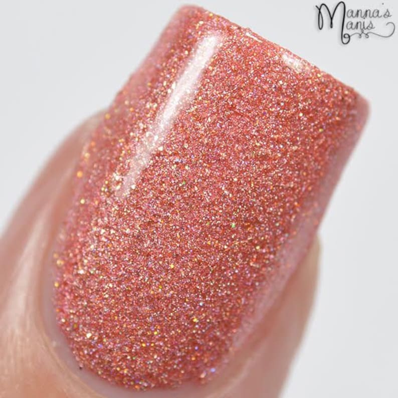 Peach Rose Gold Holo Shimmer Nail Polish With Micro Glitter by Etsy