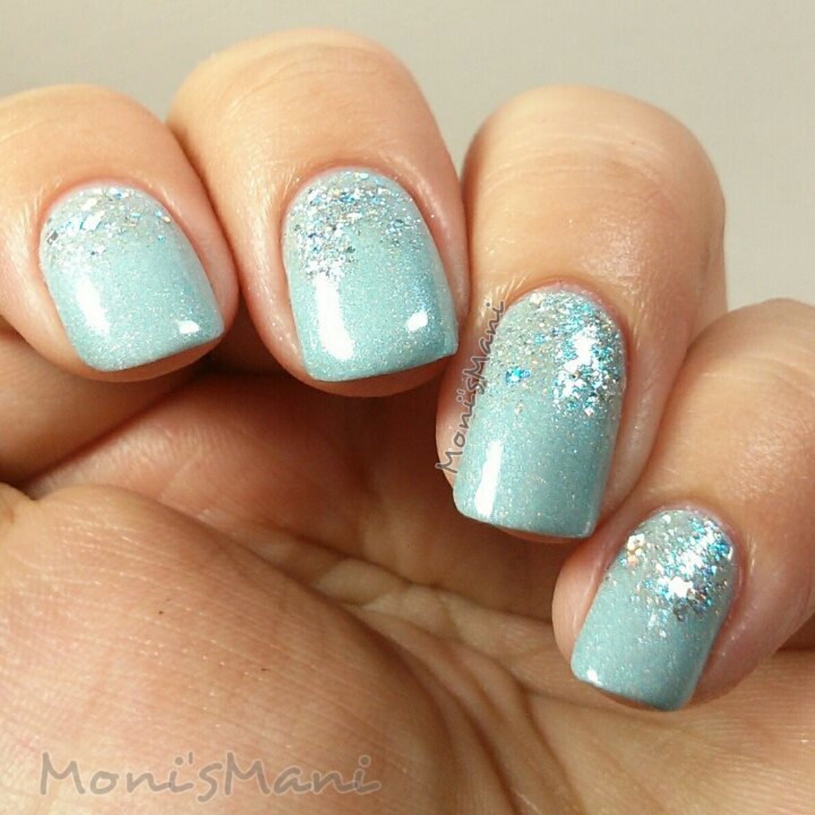 Light Baby Blue Nail Polish with Glitter & Shimmer by Black | Etsy