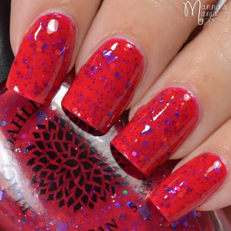 Currant Red Crelly With Holo Glitter Nail Polish by Black - Etsy