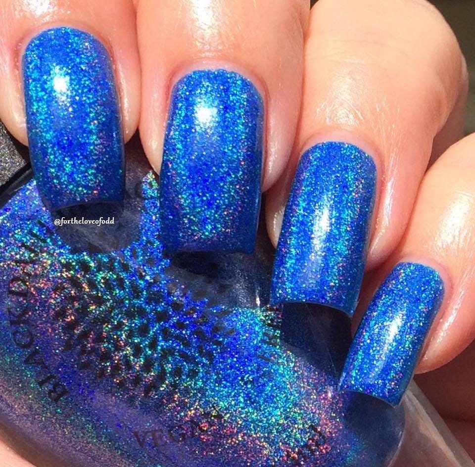 Bright Blue Sapphire Holo Nail Polish Black Dahlia Lacquer | Etsy