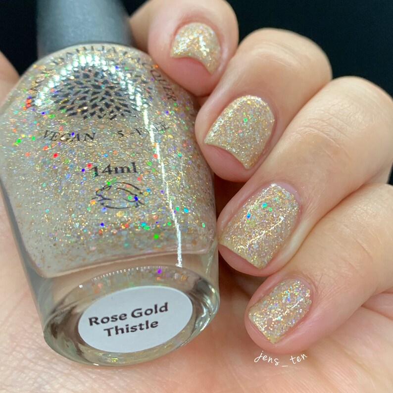 Rose Gold Glitter Nail Polish With Silver & Gold Chunky - Etsy