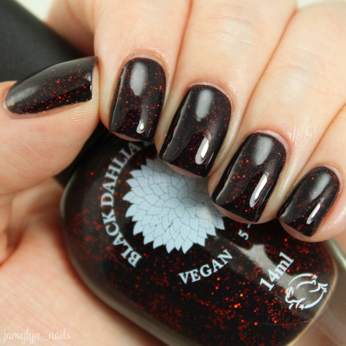 Black Jelly Nail Polish With Red Holo Glitter HALLOWEEN Etsy