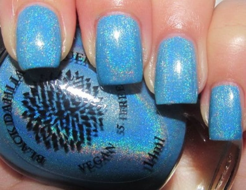 Cornflower Blue Holo Nail Polish by Black Dahlia Lacquer Etsy