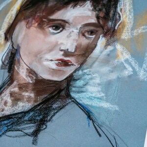 Stampa artistica soulful per soggiorno, decorazione da parete con ritratto di ragazza, stampa impressionista colorata firmata