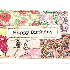 Carte d'anniversaire, carte faite main en tissu Liberty Tana Lawn, petite carte, carte d'art textile, carte d'anniversaire au Royaume-Uni, carte unique faite main, carte vierge image 10