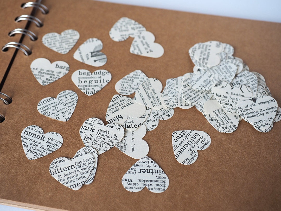 Vintage Dictionary Heart Confetti Scatter Pack of 200 Etsy