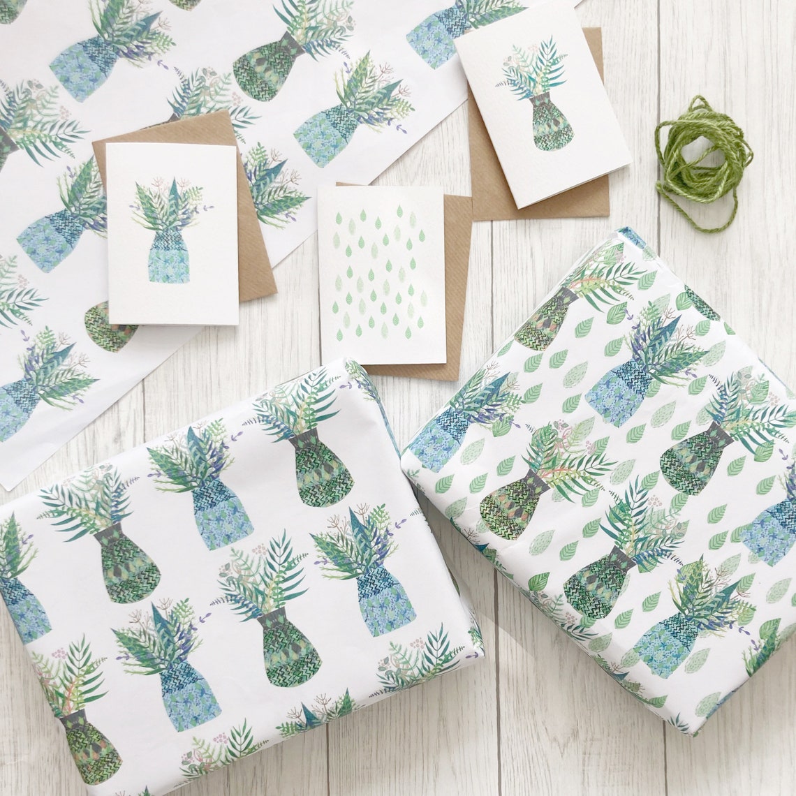 Wrapping Paper beautiful luxury Botanical floral green leaves Etsy