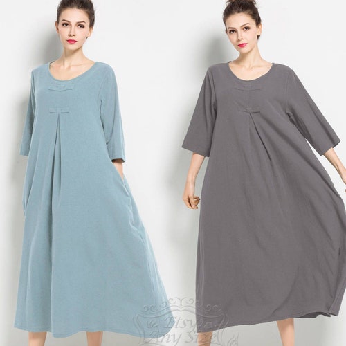 Anysize Breathable Soft Linen and Cotton Dress Plus Size Dress - Etsy