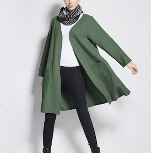 Anysize linen cotton cardigan spring fall long sleeves clothing plus size jacket plus size clothing Y218N