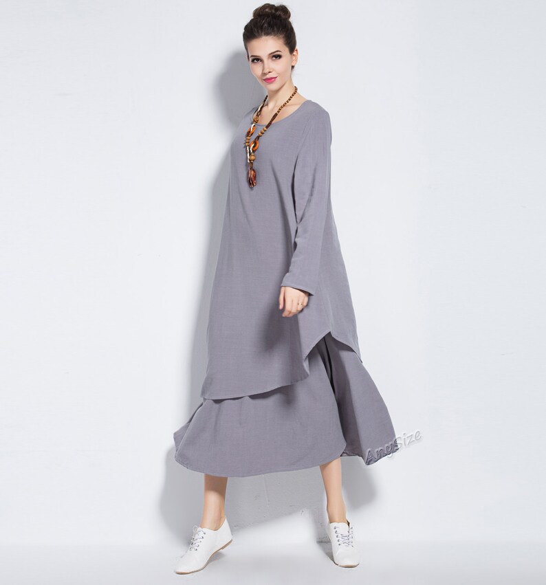 Anysize Soft Linen&Cotton Winter Dress plus size dress plus Etsy