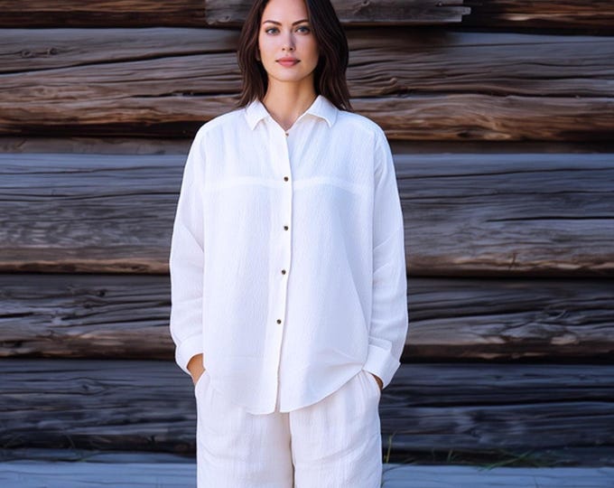 Anysize custom 100% linen shirt long sleeves blouse buttoned plus size plus size tops spring summer plus size clothing clothing F98RL