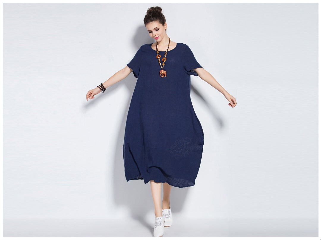 Anysize Breathable Soft Linen and Cotton Dress Plus Size Dress - Etsy