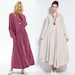 Anysize long sleeves dirndl skirt linen cotton maxi dress with side pockets plus size for spring women's dress plus size clothing Y66 