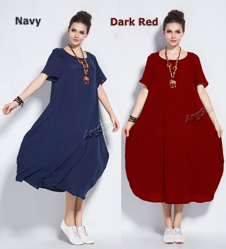 Anysize breathable soft linen and cotton dress plus size dress Etsy