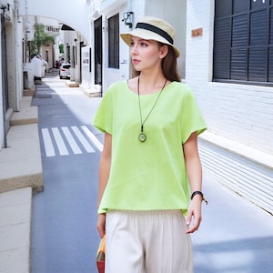Anysize soft linen cotton summer tops simplicity tops for ladies fresh visual style plus size tops plus size clothing F23DQ