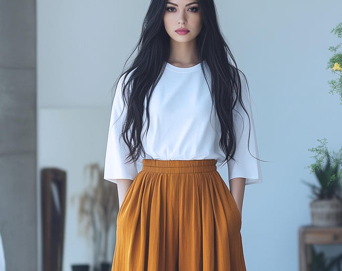 Anysize custom 3/4 sleeves round neck tops linen cotton spring fall winter loose shirt plus size tops plus size clothing F620N