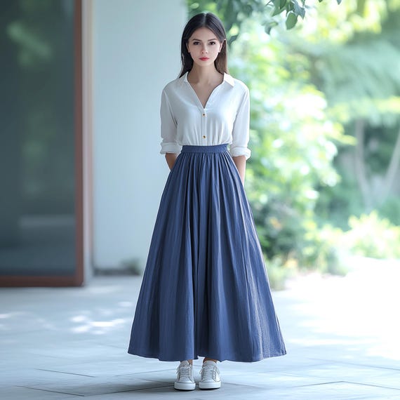 スカート sky MADISONBLUE LINEN MAXI SKIRT sky 様専用MADISONBLUE LINEN MAXI SKIRT - メルカリ