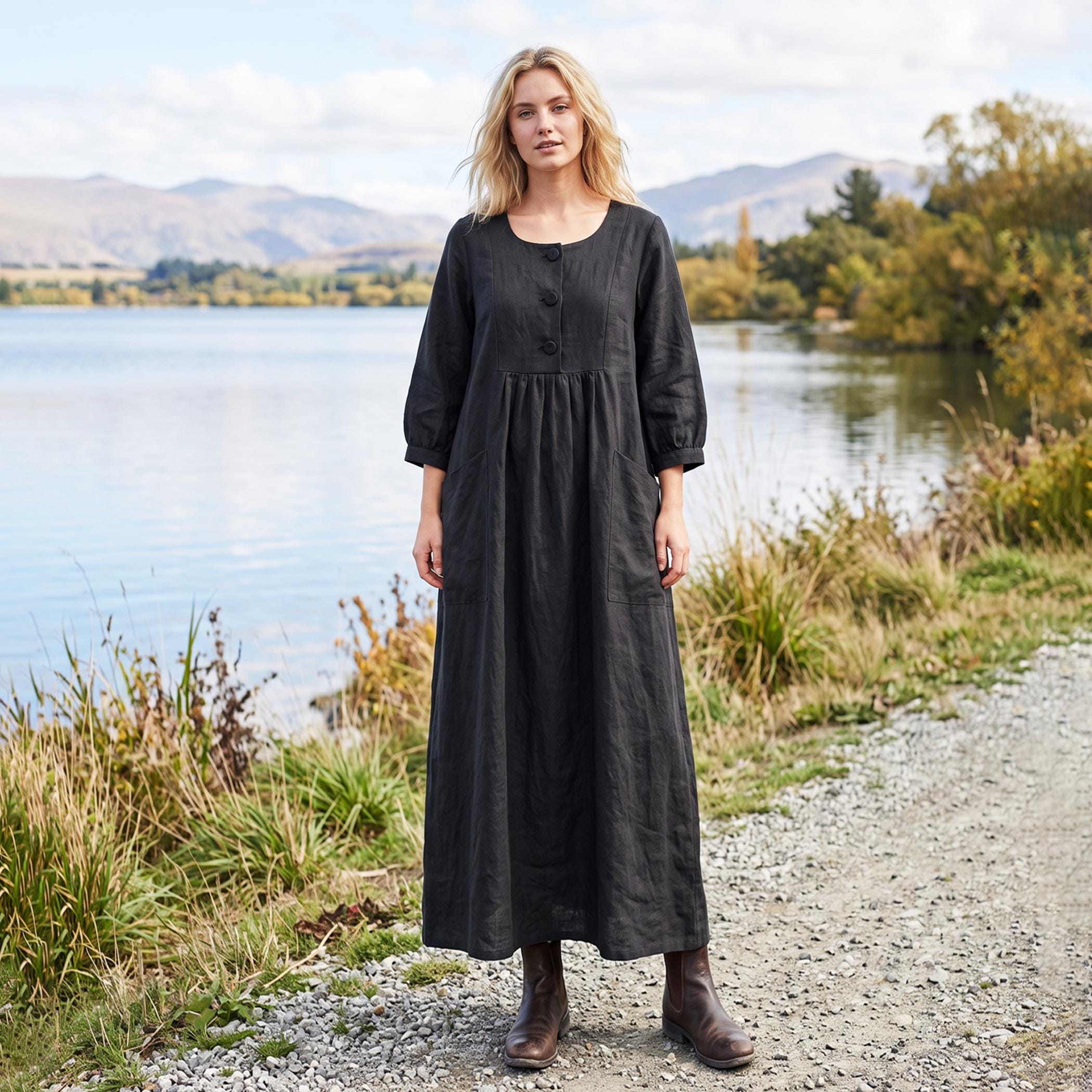 Smocked Empire Waist Dress L
