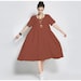 Anysize short sleeves soft A-line linen cotton dress plus size dress plus size tops plus size clothing spring summer dress Y8