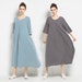 Anysize side pockets summer soft linen cotton loose dress plus size dress plus size clothing F120A