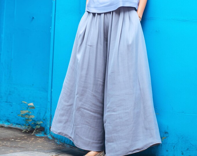 Anysize custom 100% linen pants elastic waist skirtpants with pockets casual loose spring summer plus size pants plus size clothing F19JL