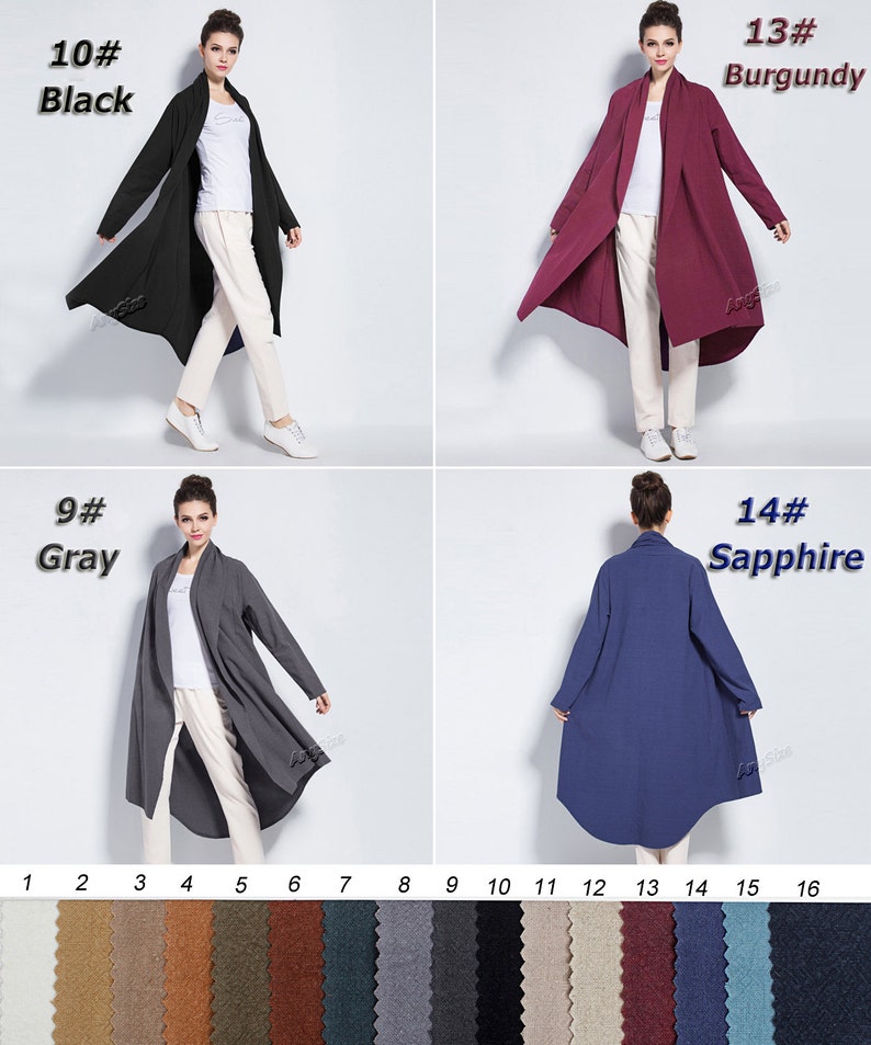 Anysize soft linen cardigan loose coat windbreaker plus size dress plus size tops plus size clothing Spring Fall Winter clothing coat Y80