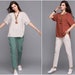 Anysize sides split soft linen cotton T-shirt plus size tops plus size dress plus size clothing summer dress Y69