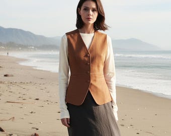 Anysize Custom Vest Linen Cotton Tops With Buttons Plus Size Vest With Pockets Spring Fall Retro Plus Size Tops Plus Size Clothing F23TN