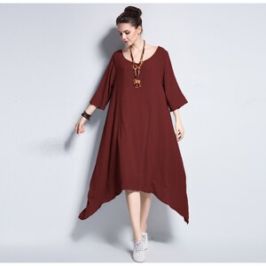 Anysize Irregular Linen Cotton Loose Dress Plus Size Dress - Etsy
