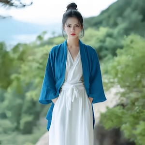 Anysize custom 100% linen cardigan wide sleeves spring summer sun proof jacket plus size cardigan plus size clothing F648L