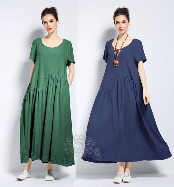 Anysize Summer Series soft linen&cotton loose dress plus size | Etsy