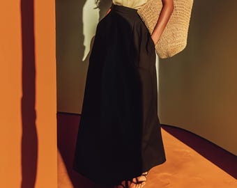 Anysize custom 100% linen maxi skirt A-line elastic waist with belt spring summer fall plus size skirt plus size clothing F66DL