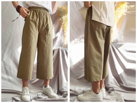 Plus Size Capri Pants for Women Cotton Linen Summer Casual Loose Fitted  Lightweight Solid Color Capris Slacks (3X-Large, Dark Gray)