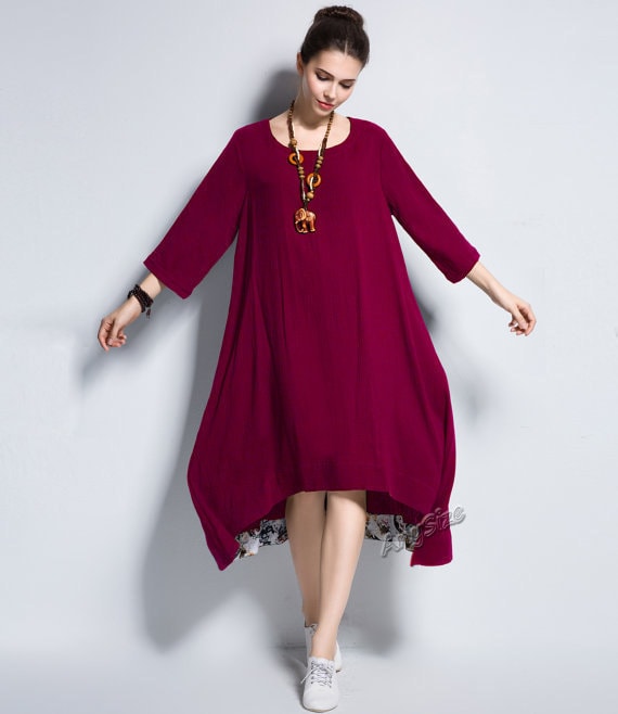 Anysize A-line soft cotton dress plus size dress plus size | Etsy