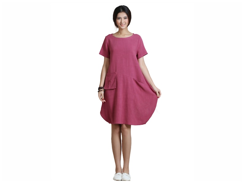 Anysize soft linen cotton lantern loose dress with deep heel pocket summer plus size dress plus size clothing Y18 