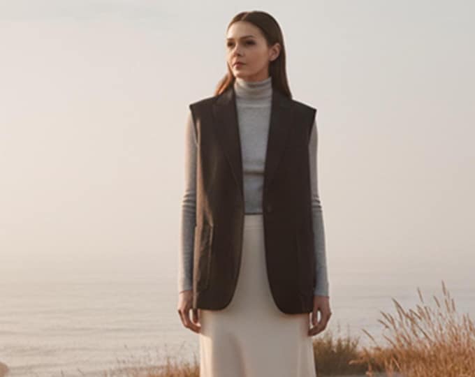 Anysize Custom Linen Cotton Vest Loose Tops Plus Size Vest Long Vest Spring Fall Retro Plus Size Tops Plus Size Clothing F25TN