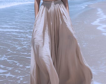 Anysize custom 100% linen maxi skirt A-line elastic waist with spring summer fall plus size skirt plus size clothing F32AL