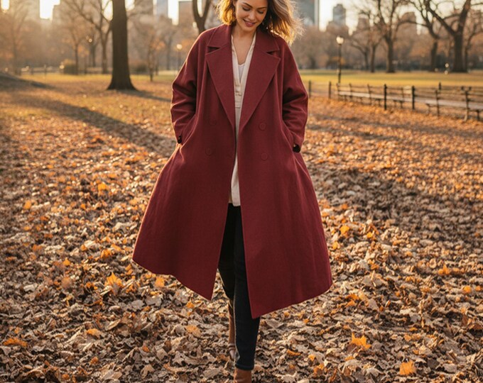 Anysize Custom Coat Linen Cotton Loose Windbreaker With Side Pockets Spring Fall Plus size Coat Plus Size Clothing F89SN