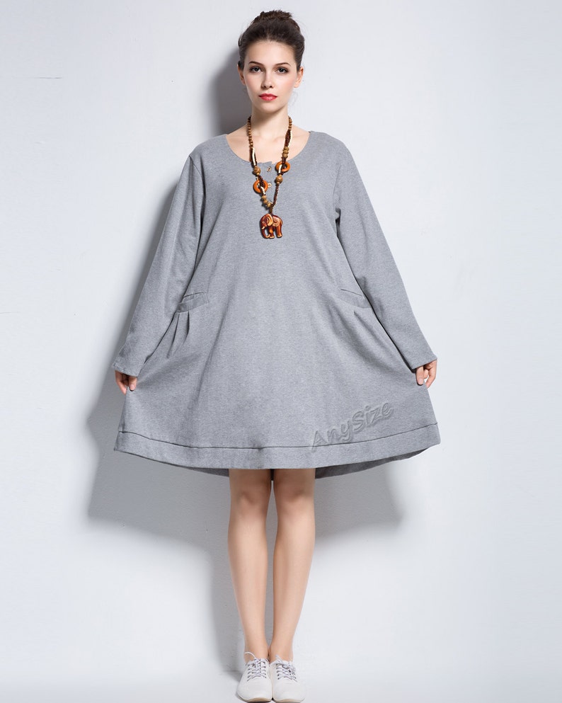 Anysize coconut shell buttons soft cotton dress plus size | Etsy
