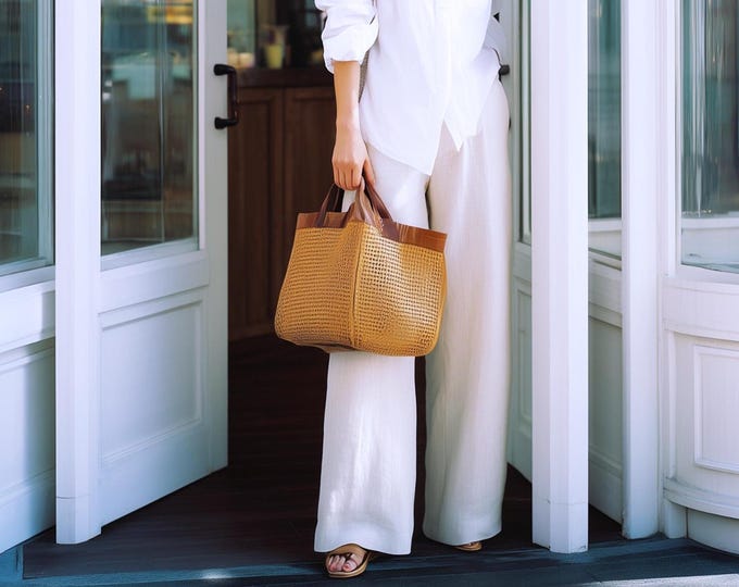 Anysize custom 100% linen elastic waist pants with side pockets wide leg loose pants spring summer plus size pants plus size clothing F44DL