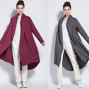 Anysize Soft Linen Cardigan Loose Coat Windbreaker Plus Size Dress Plus ...