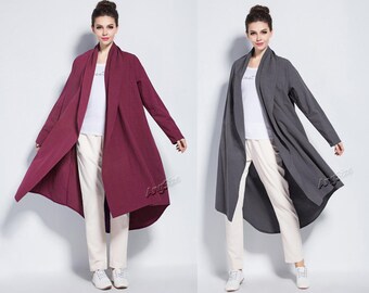 Anysize soft linen cardigan loose coat windbreaker plus size dress plus size tops plus size clothing spring autumn winter clothing coat Y80N