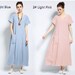 Anysize V neck soft linen cotton loose dress plus size with front pockets plus size spring summer dress spring summer clothing F144A