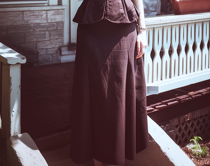 Anysize custom 100% linen elastic waist spring summer fall long skirt with side pockets plus size maxi skirt plus size clothing F70DL