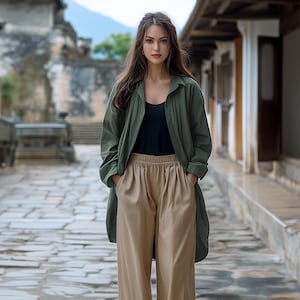 Anysize custom linen cotton cardigan with long sleeves spring fall clothing plus size cardigan plus size coat plus size clothing F656N
